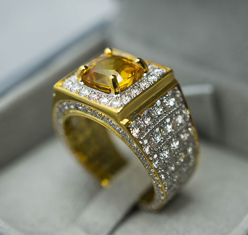 Yellow Sapphire and Diamond Ring